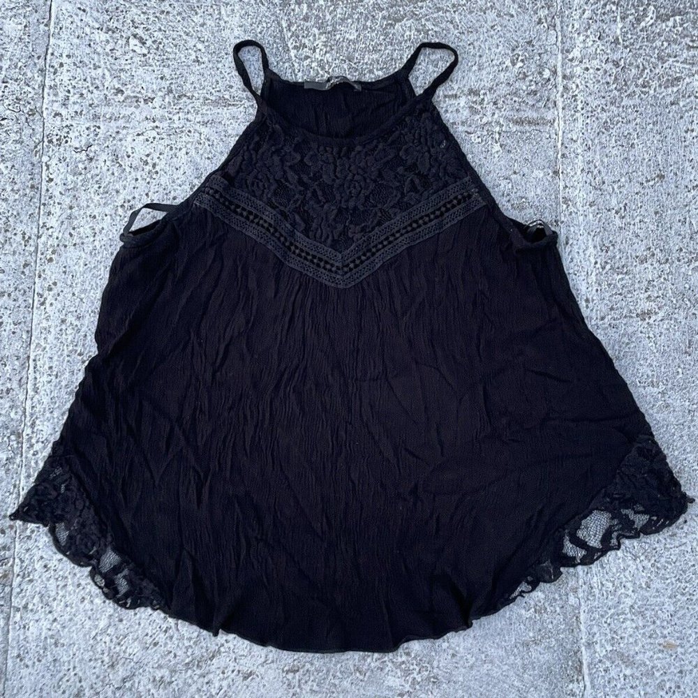 Papaya Women Top Black Blouse Tank Top Laces Size S - Picture 4 of 10